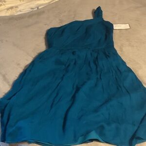 J. Crew Teal One-Shoulder Mini Dress